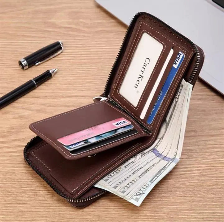 Leather Wallet With zipper Closer