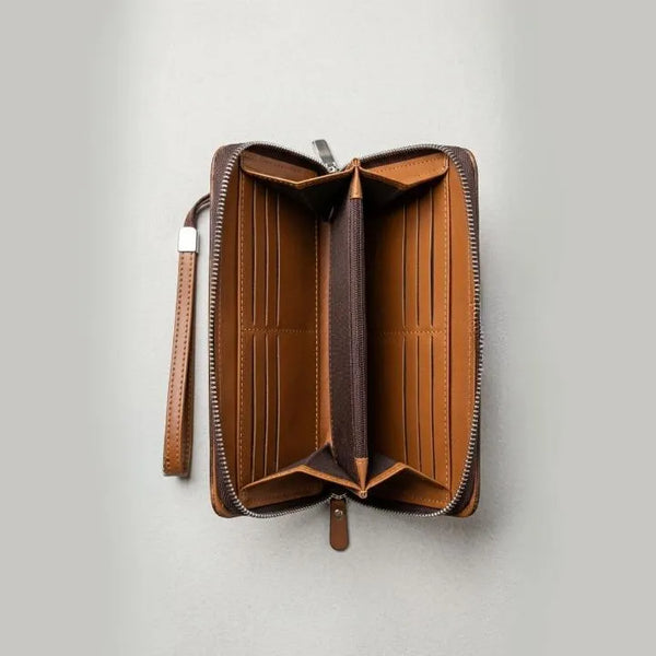 men's Brown Leather wallet with Strap