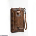 men's Brown Leather wallet with Strap