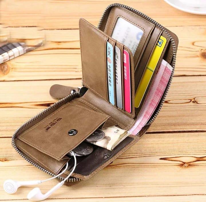 Men's Cow leather zipper Wallet