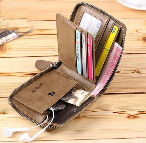 Men's Cow leather zipper Wallet