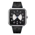 Men's Black Leather Strap Watch