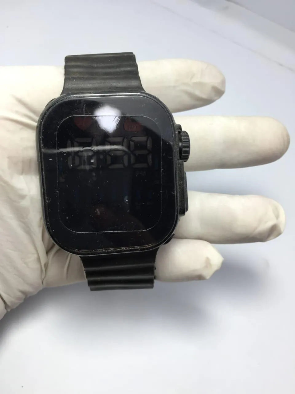 Digital Watch Black Rubber Strap