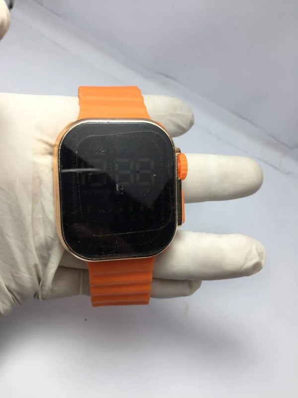 Digital Watch Black Rubber Strap