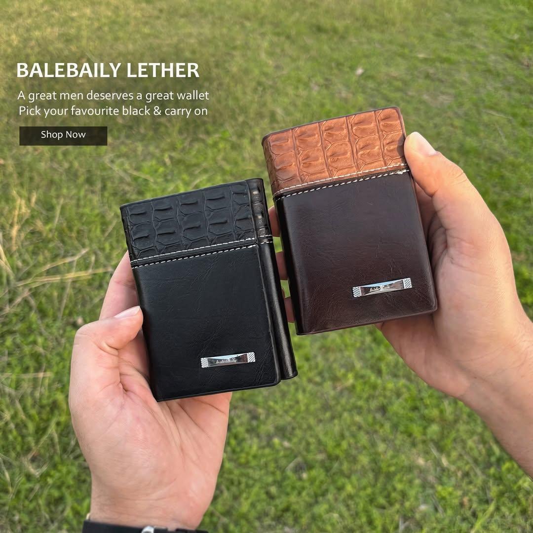Premium Leather wallet with Coroc Texture , Black & Brown