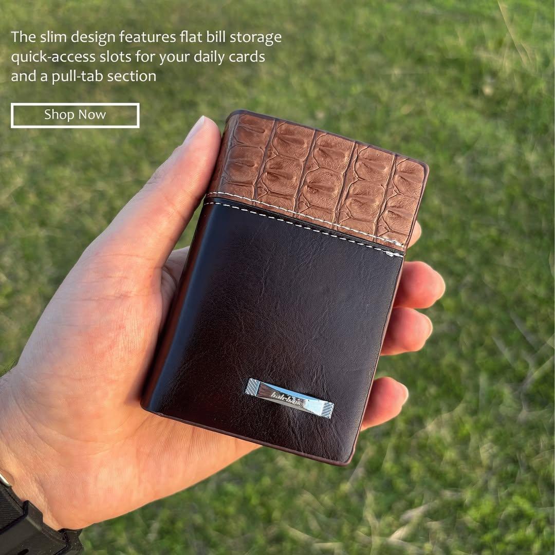Premium Leather wallet with Coroc Texture , Black & Brown