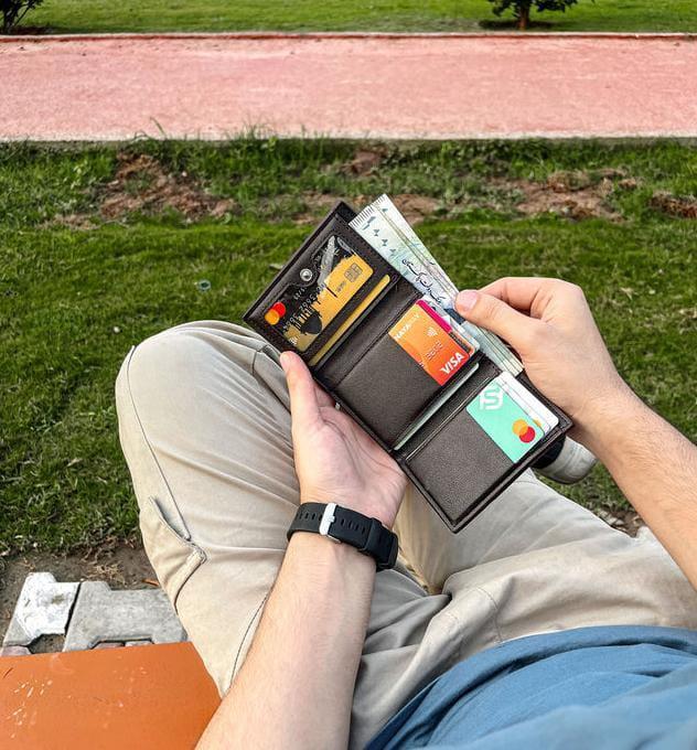 Premium Leather wallet with Coroc Texture , Black & Brown