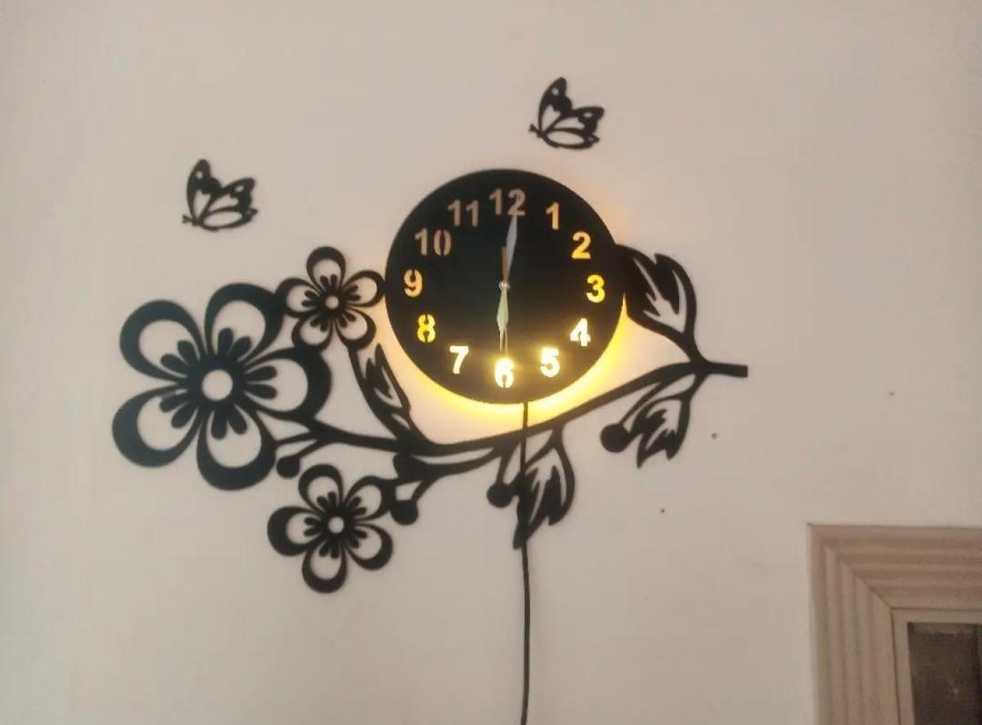 3D flower wooden wall clock