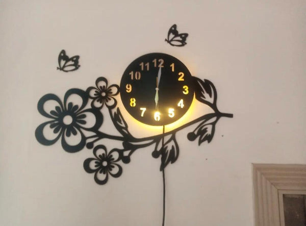 3D flower wooden wall clock