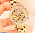 Golden Crystal Woman Watch