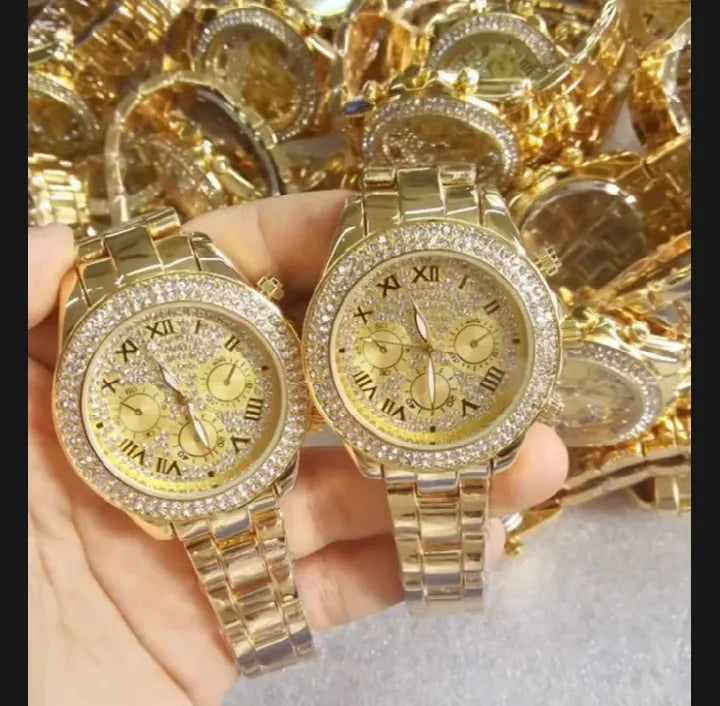 Golden Crystal Woman Watch